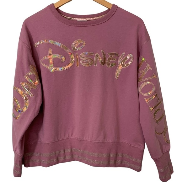 Walt Disney World 50 Logo Appliqué Iridescent Pullover Sz M - Picture 1 of 4